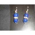 Elegant navy blue & clear rhinestone short drop...