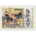 SELANGOR MALAYA 1972 BUTTERFLIES 15c USED
