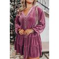 Meadow Mauve Plus Size Textured Velvet Tiered B...