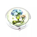 Floral Compat Mirror Silverl Coloured Rim Blue ...