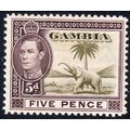 Gambia Sg154a 5d Sage-Green & Purple-Brn Lightl...