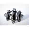Silver metal purple green black jeweled viking ...