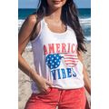 White AMERICA VIBES Sunglasses Graphic Print Ra...