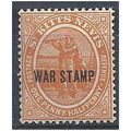 St Kitts-Nevis 1911 SG23 1 1/2d Orange WAR STAM...