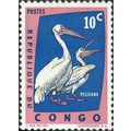 CONGO DR, BIRD, Rose Pelican, Pelecanus onocrotalus, pink 1963, 10c