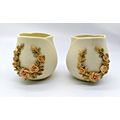(2)Rose Shaped Small Vase/Vessel - Bone, off wh...