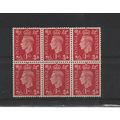 GB.SG463 1d Scarlet Block of 6.Mounted Mint.Jul25