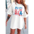 White PARTY IN THE USA Graphic Oversized Tee