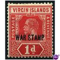 Virgin Islands 1916 SG78 1d Carmine WAR STAMP M...