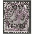 1896 O43 1d Lilac Army Official Fine Used. .