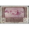 SPANISH MOROCCO, Agriculture, scything cereal, brown & mauve 1944, 40c