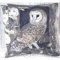 Beautiful Barn owl in barn window cushion ( ver...
