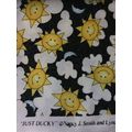 FABRIC Yellow Smiley Face Sun & Clouds 2 yards #89