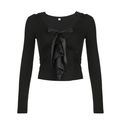 Vintage Y2K Tie-Up Black T-shirt Fold Slim Grun...