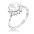 36Ct Rhodium Plated Freshwater Pearl and CZ Hal...