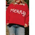 Fiery Red Merry Graphic Christmas Plus Size Swe...