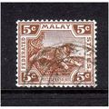 MALAYSIA 1932 SG62 5c BROWN FINE USED#2