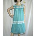 Vintage 1960 Turquoise Nylon Nightdress Size 10...