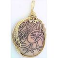 Celtic Knotwork Scrimshaw Brass Wire Wrap Penda...