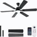 56Inch Black Ceiling Fans with Lights and Remot...