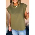 Guacamole Green Studded Short Sleeve Top