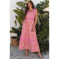 Rose Floral Lace Tied Strap Empire Waist Maxi D...