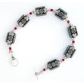 Bracelet metal hearts plus crystal beads 8 inch...