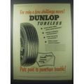 1954 Dunlop Tubeless Tire Ad - For only a few shillings more! Dunlop Tubeless