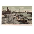 ANIMATED PRINTED POSTCARD OF TOWN HALL AND QUAY...