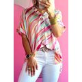Multicolour Abstract Print High Low Short Sleev...