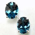 London Blue Topaz, 925 Sterling Silver Post Ear...
