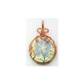Blue Flower Porcelain Copper Wire Wrap Pendant 5