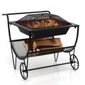 Portable Outdoor Wheeled Log Storage Rack and W...