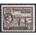 Turks and Caicos KGVI 1938-45 6d Sepia Raking S...