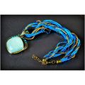 Retro Antiqued Bronze Blue Crystal Pendant Seed...