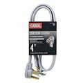 Dryer Cord, 10 AWG, 3-Conductor, 4', Gray Jacke...
