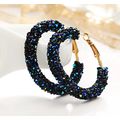 Punk Rock Big Crystal Earrings - Black with Blue