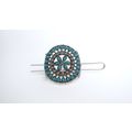 Turquoise blue and silver metal tribal hair sli...
