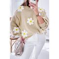 Parchment Floral Crochet Chunky Knit Sweater