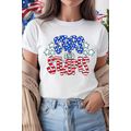 White Stars and Stripes Round Neck Graphic T Shirt