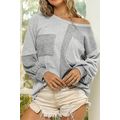 Gray Contrast Patchwork Double Chest Pocket Top