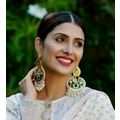 PAKISTANI INDIAN WOMEN GIRLS EARRING GOLD PLATE...