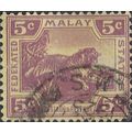 MALAYA, Tiger, violet 1922, 5c