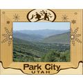 Park City Utah with Skier Laser Engraved Wood P...