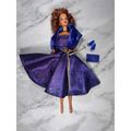 Purple Gold Dress Brunette Hair Barbie Doll gli...