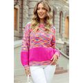 Bright Pink Rainbow Confetti Drop Shoulder Sweater