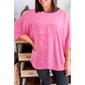 Sachet Pink Floral Patched Half Sleeve Tunic Top