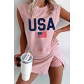 Light Pink USA Flag Graphic Tank Top and Skort ...