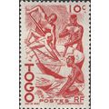 TOGO, Extraction of Palm Oil, red 1947, 10c, #2