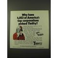 1972 Thrifty Rent-a-Car Ad - Top Corporations Picked